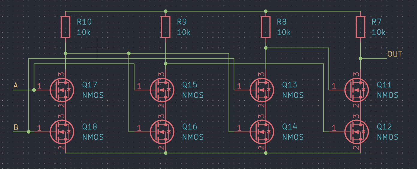 XOR expanded into its full MOSFET implementation
